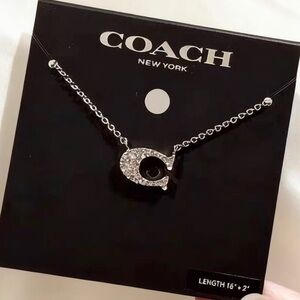 Coach Silver Pendant Necklace with Crystal Details